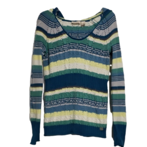 DKNY Jean's Striped Hooded Sweater Size M